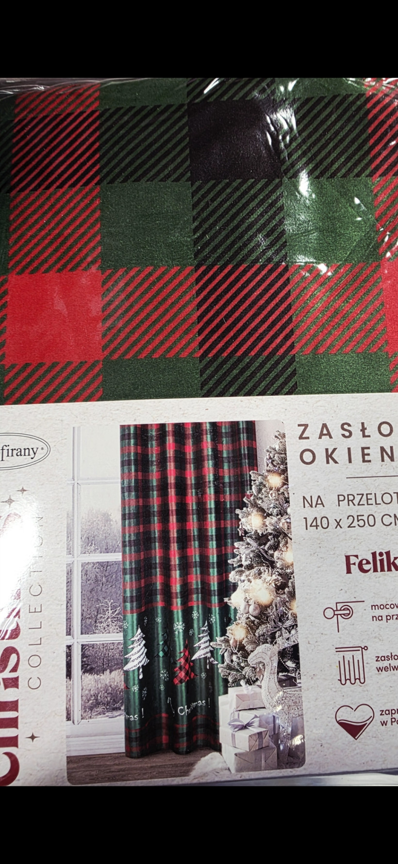 Zasłona welur christmas krara 140x250cm