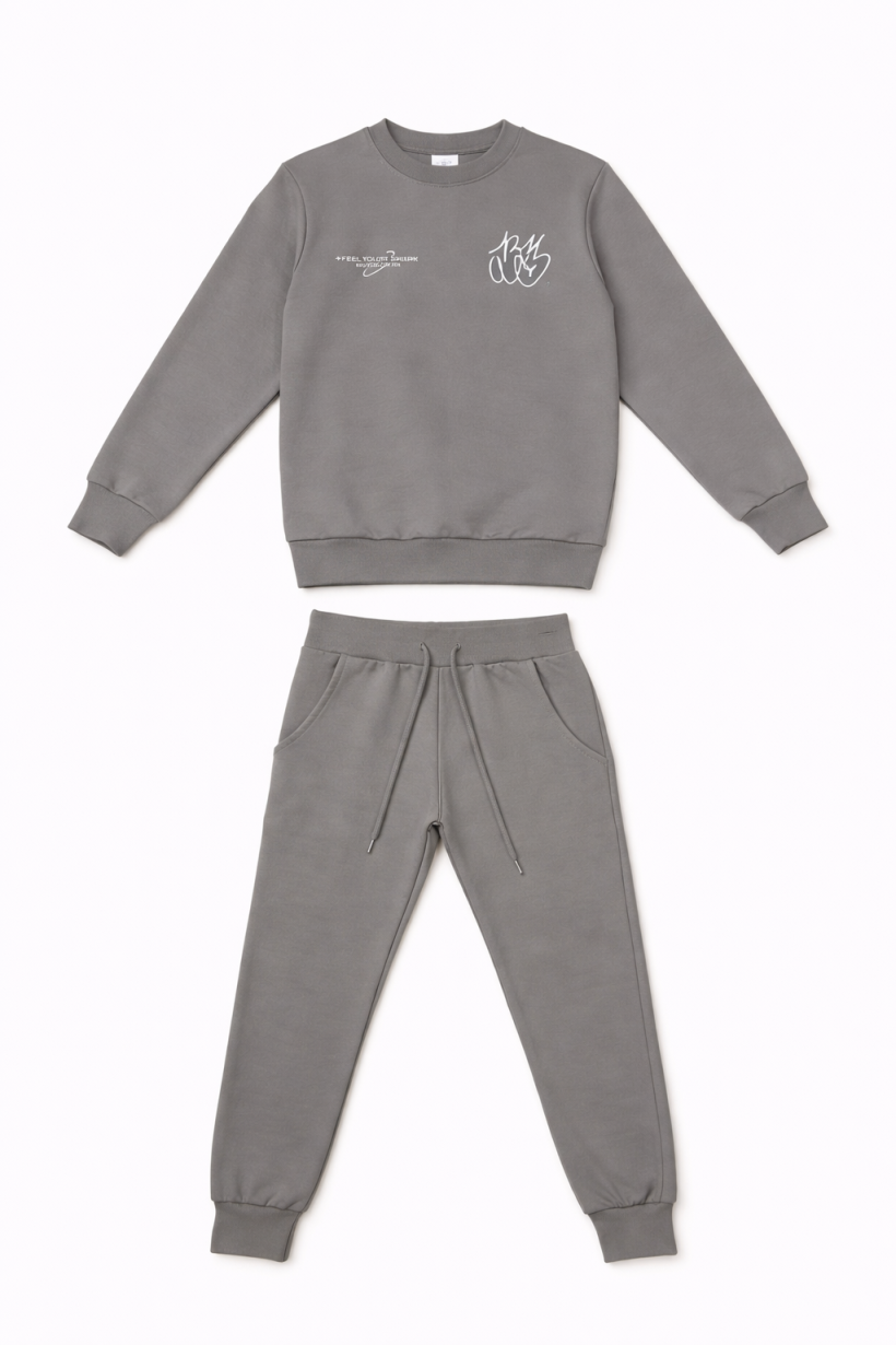 Komplet 2cz bluza RUNNING  THE CITY spodnie -SZARY