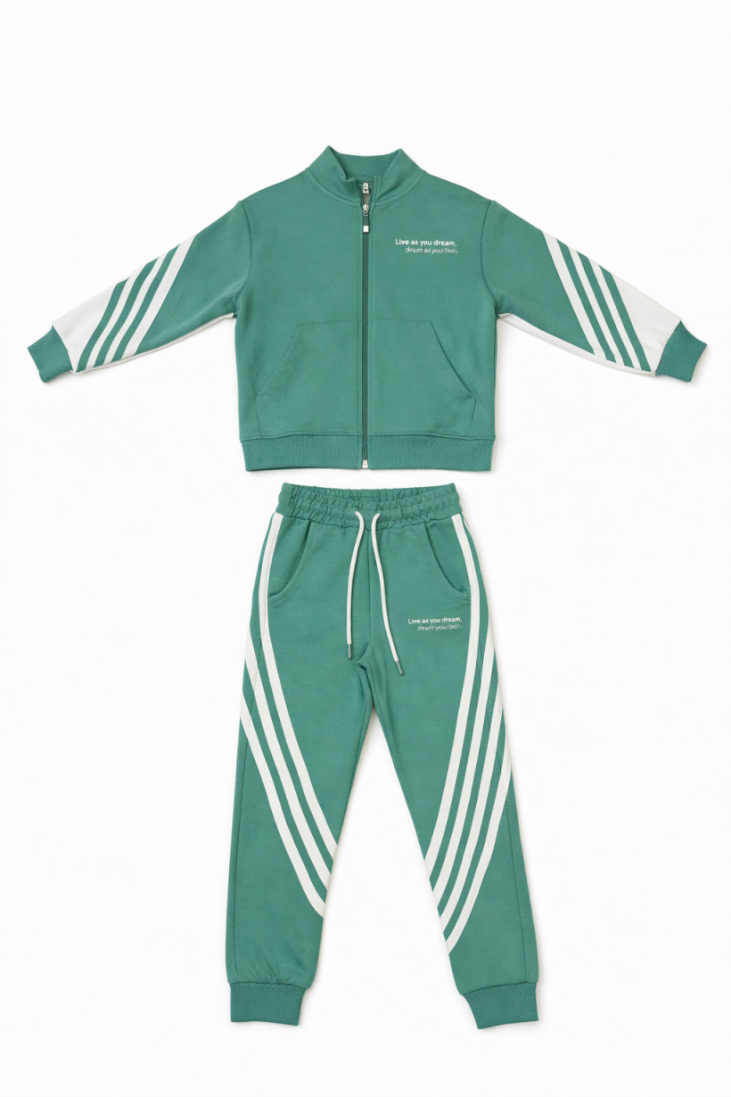 Komplet bluza LIVE IN MOMENT spodnie z lampasami -MIĘTA