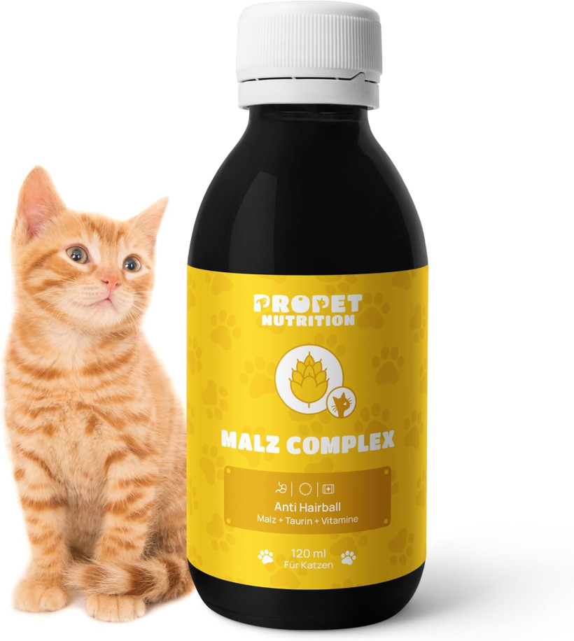 Kompleks przeciw włochatym kotom. Słód + tauryna + witaminy kot. Działanie 3 w 1