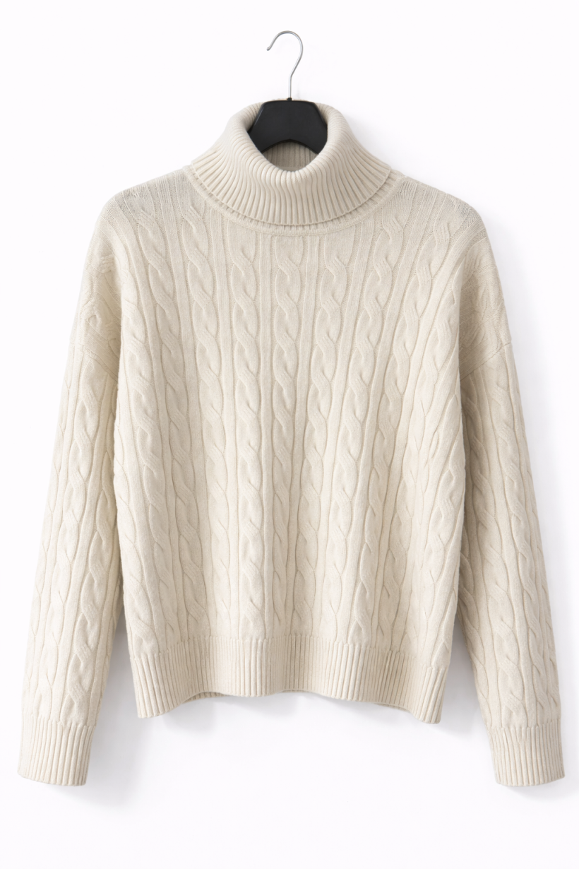 Sweter golf splot beż 1579