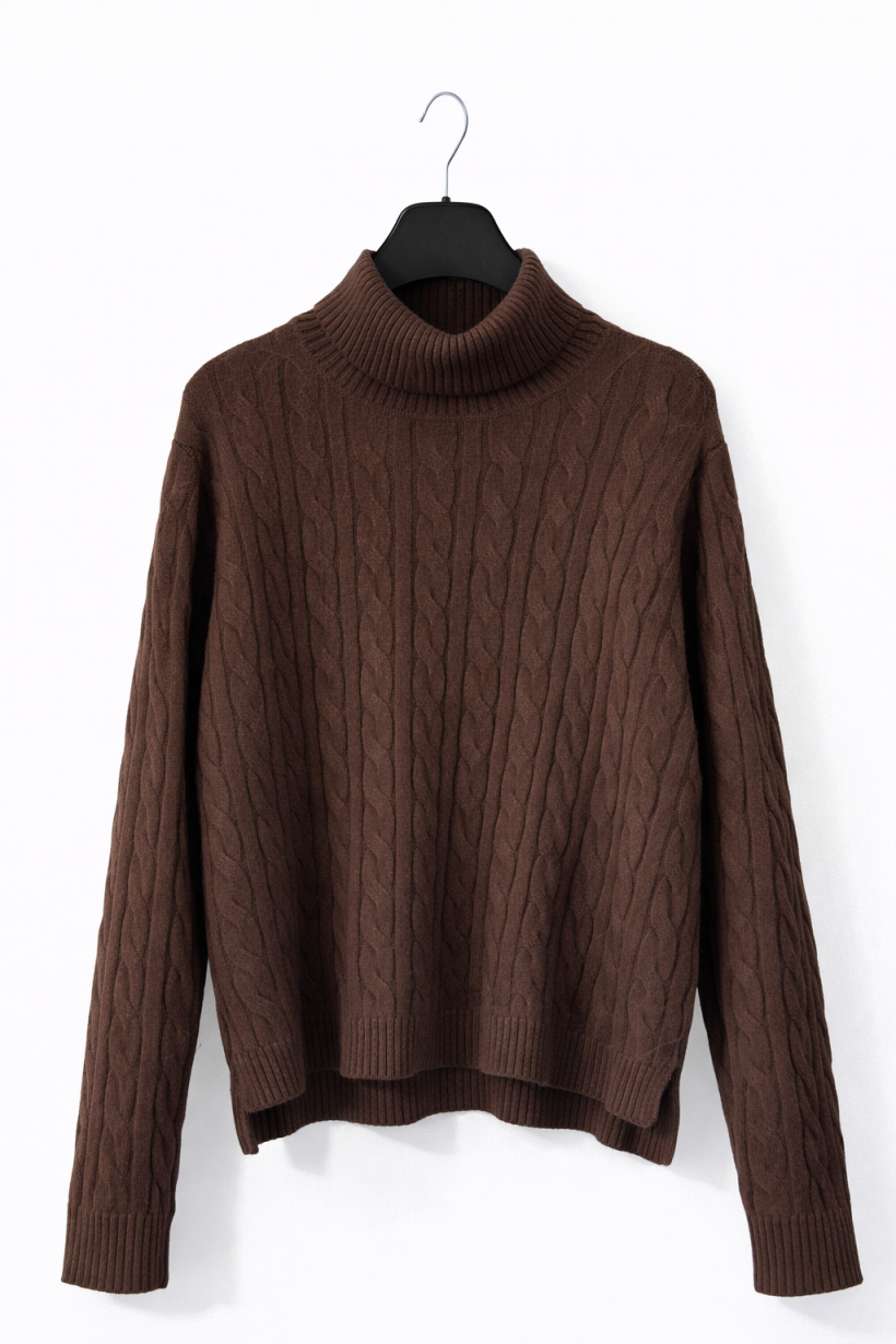 Sweter golf splot czekolada 1579