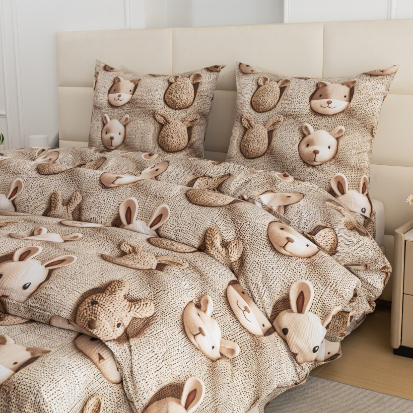 Pościel 160x200cm 3-częściowa 100% mikrofibra króliczki AML-3290