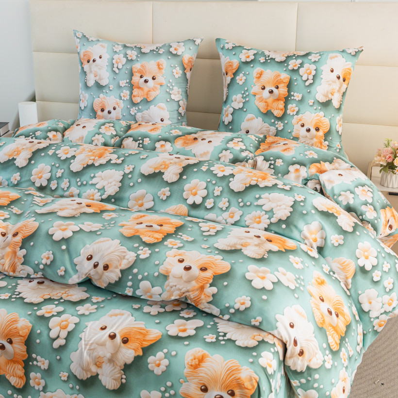 Pościel 160x200cm 3-częściowa 100% mikrofibra pieski AML-3298