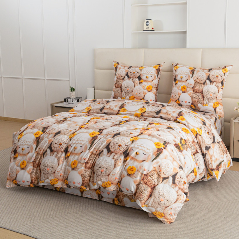 Pościel 160x200cm 3-częściowa 100% mikrofibra owieczki AML-3300