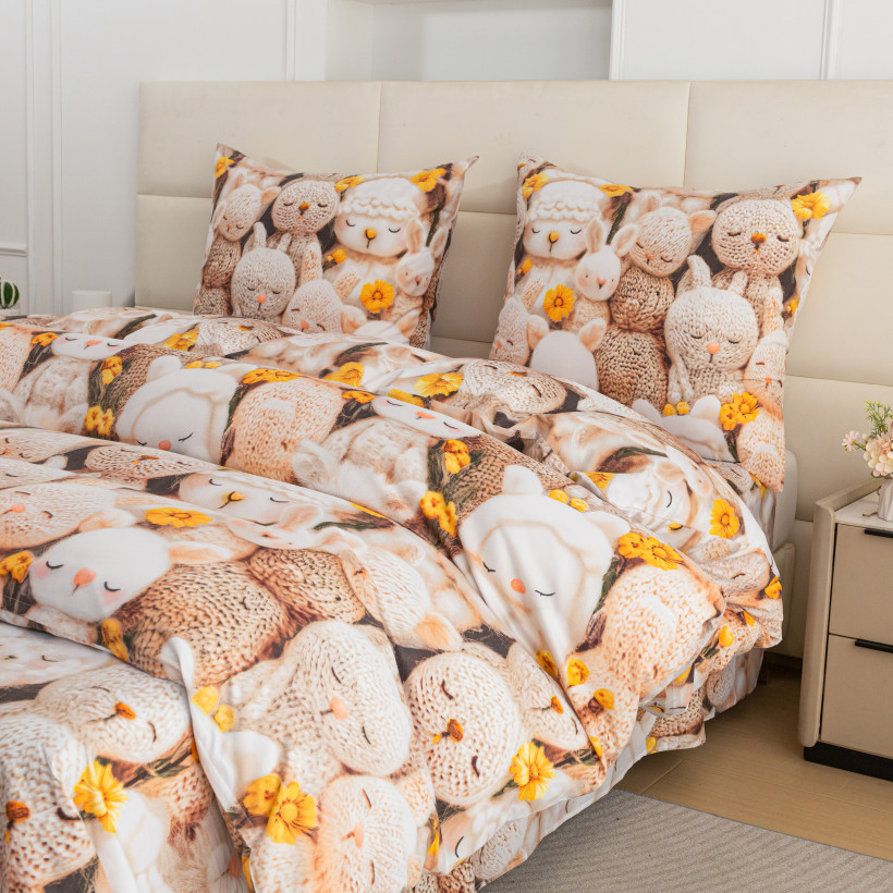 Pościel 160x200cm 3-częściowa 100% mikrofibra owieczki AML-3300