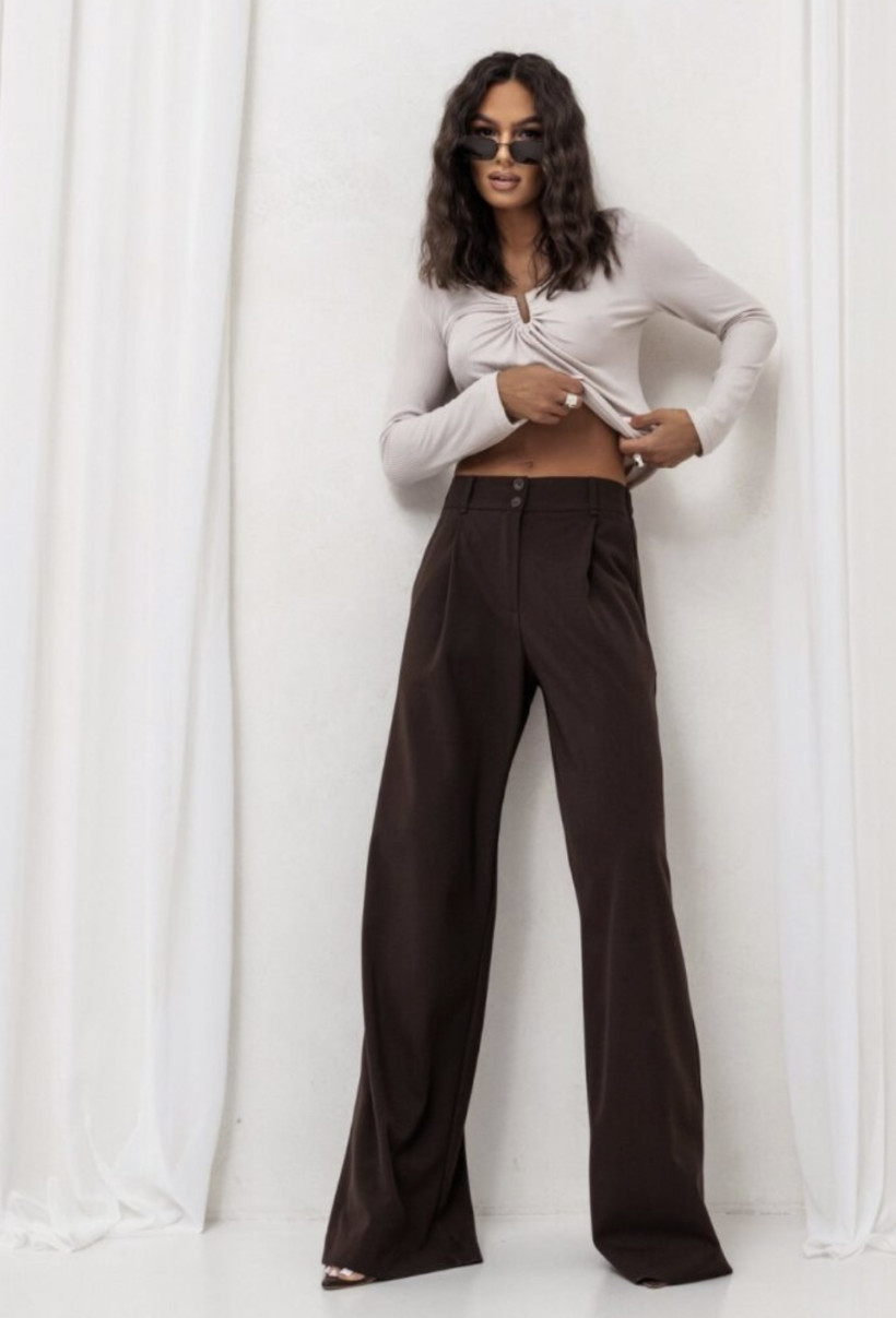 ON SPODNIE PROSTE ELEGANCKIE CZEKOLADA