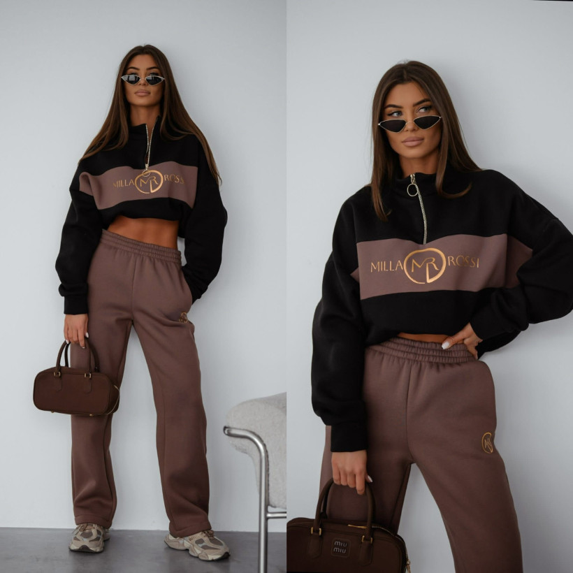 Dres Milla Rossi czerń- czekolada