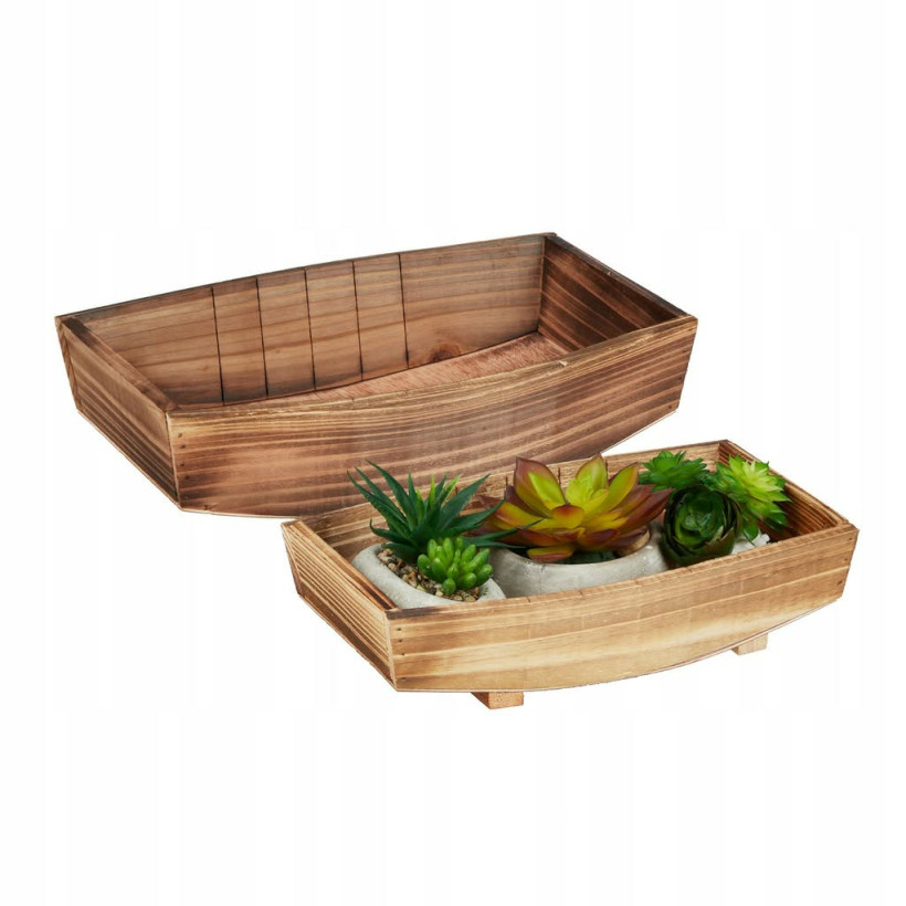 2 miski dekoracyjne drewniane doniczki