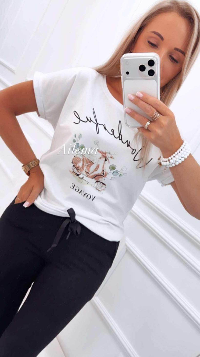 Bluzeczka Awsarre krótki rękaw 4909 skuter z napisem