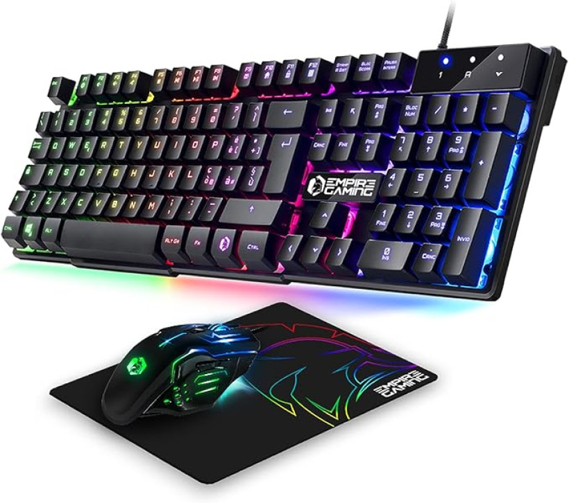 EMPIRE GAMING MK800 zestaw przewodowy - klawiatura do gier QWERTY (włoski układ) RGB 105, 19 klawiszy anty-