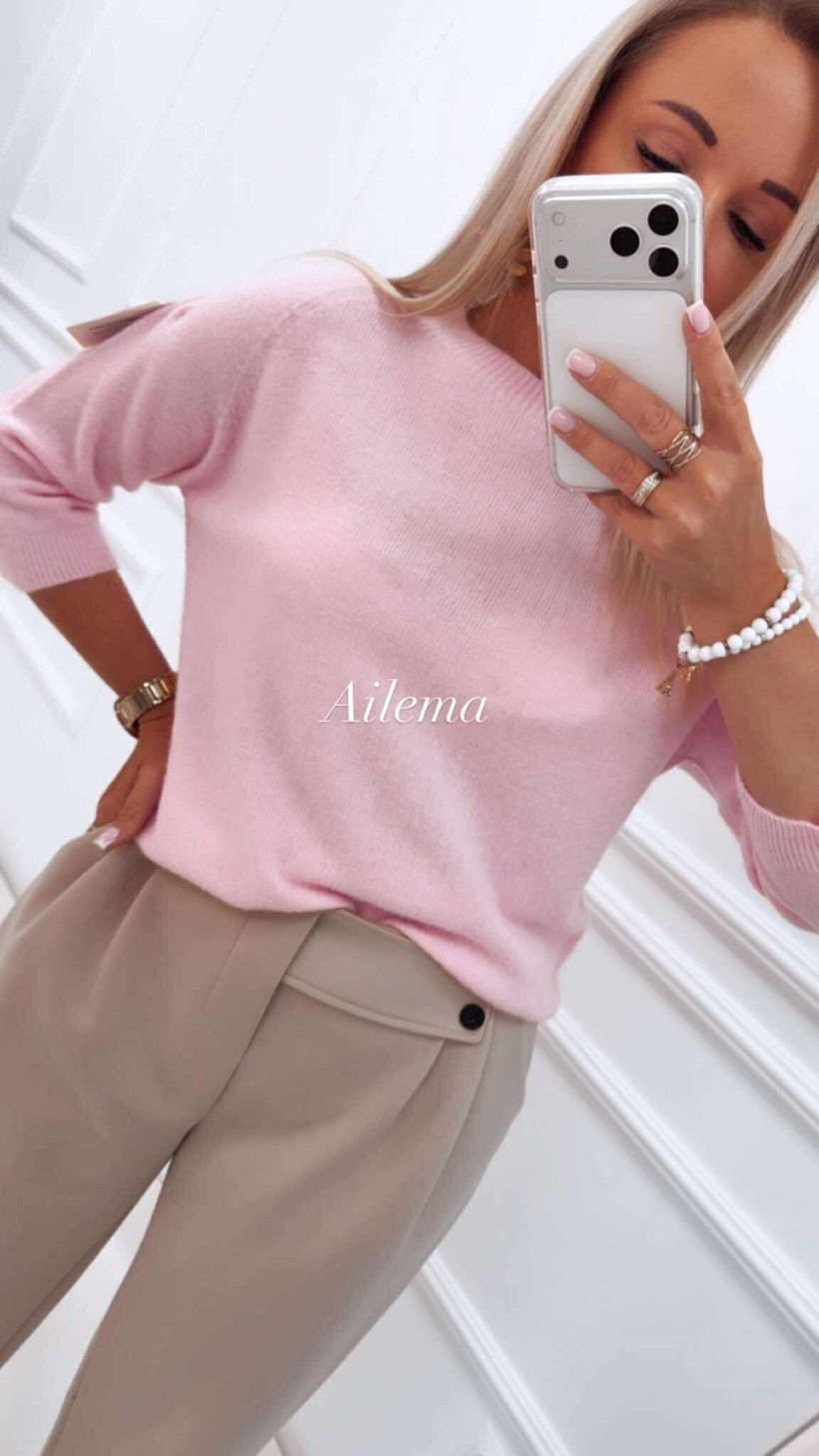 Sweter z krótkim rękawem 104 okrągły dekolt baby alpaca