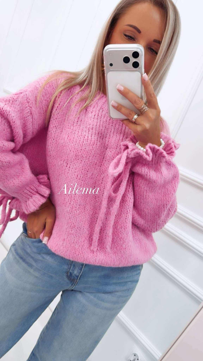 Sweter dzianinowy z okrągłym dekoltem 