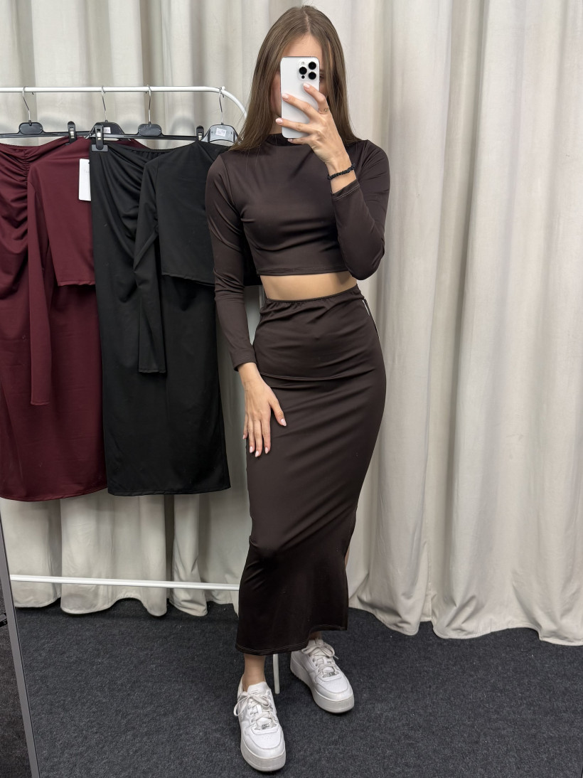 Komplet bluzka + spódnica z marszczeniem