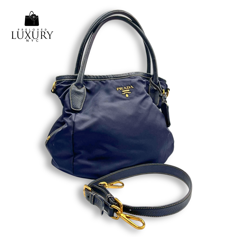 PRADA Navy Nylon Tote Bag