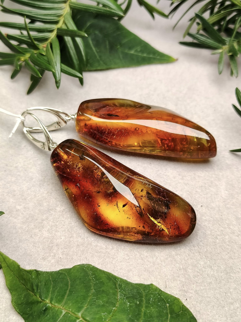  Eleganckie kolczyki z naturalnego bursztynu bałtyckiego na srebrze 925 – ręcznie robione