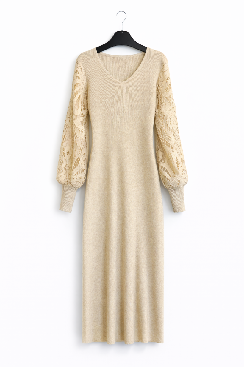 Sukienka rękaw koronka beż 1903