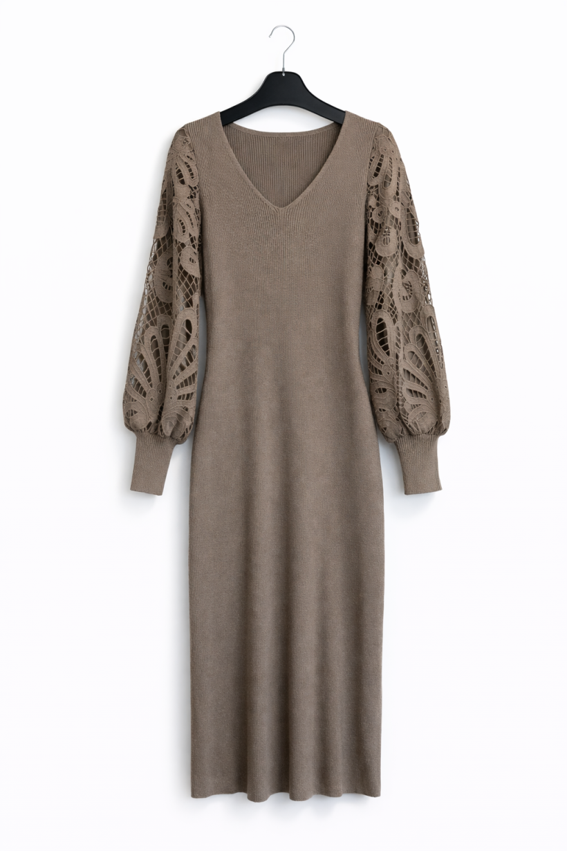 Sukienka rękaw koronka brąz 1903