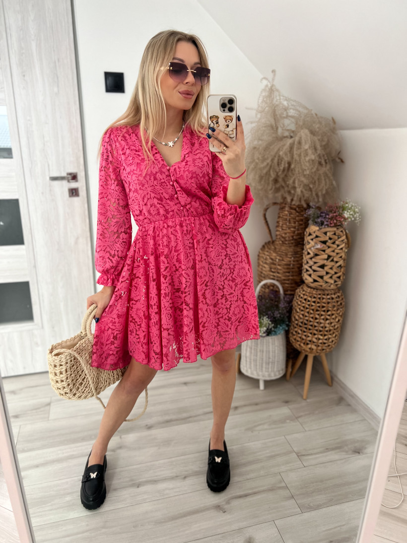 Sukienka koronka fuksja 