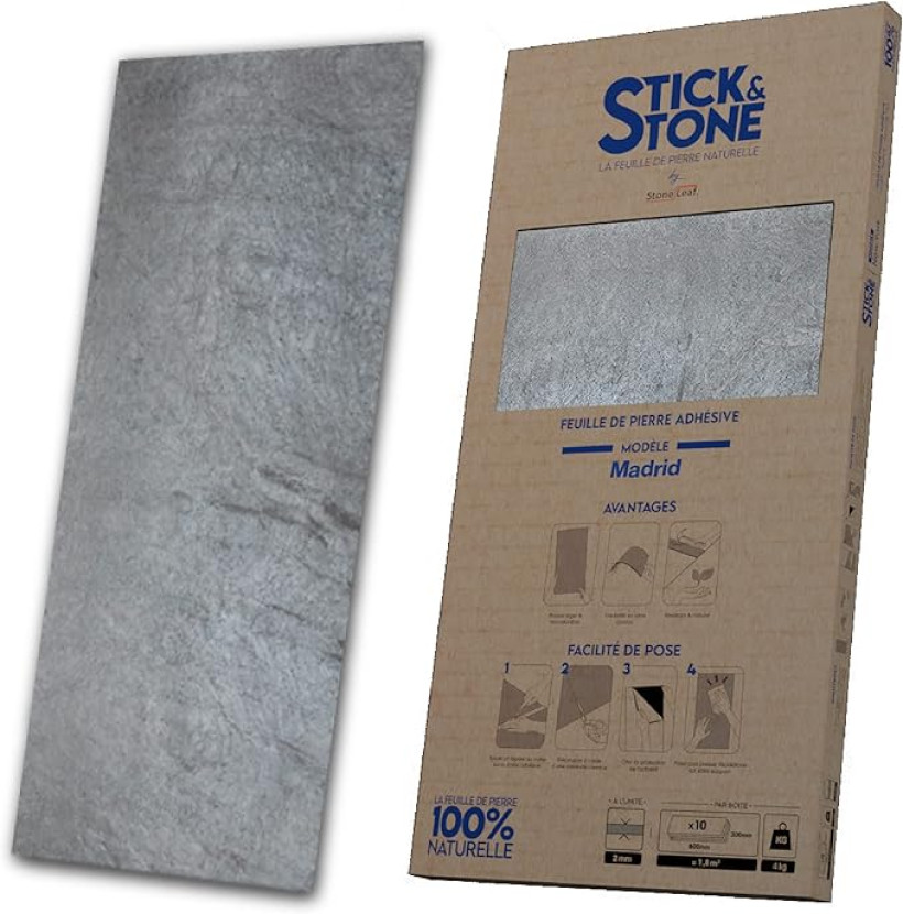 10 szt samoprzylepne płytki 30 x 60 cm 100% naturalny kamień Madrid