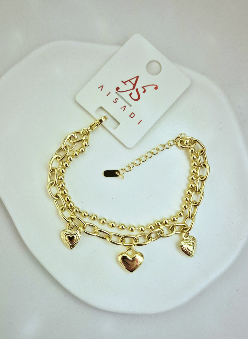 Bransoletka podwójna z sercami