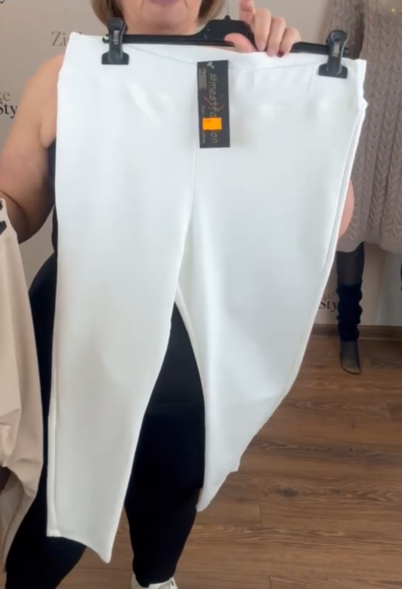 Leginsy na gumie, prążek, mf - 1 - 13906 - białe