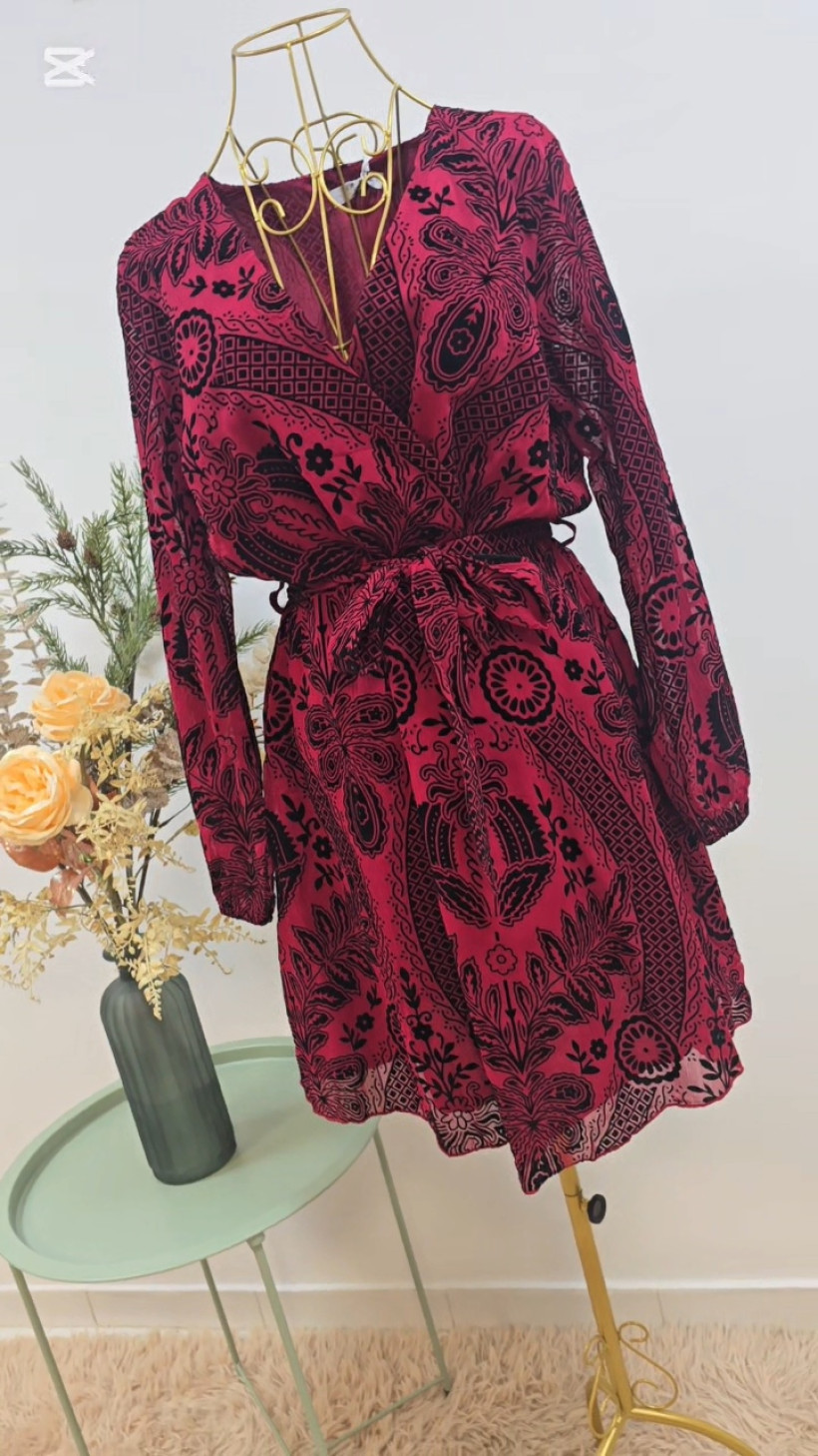 1395 vestido bordeaux c/preto aveludado