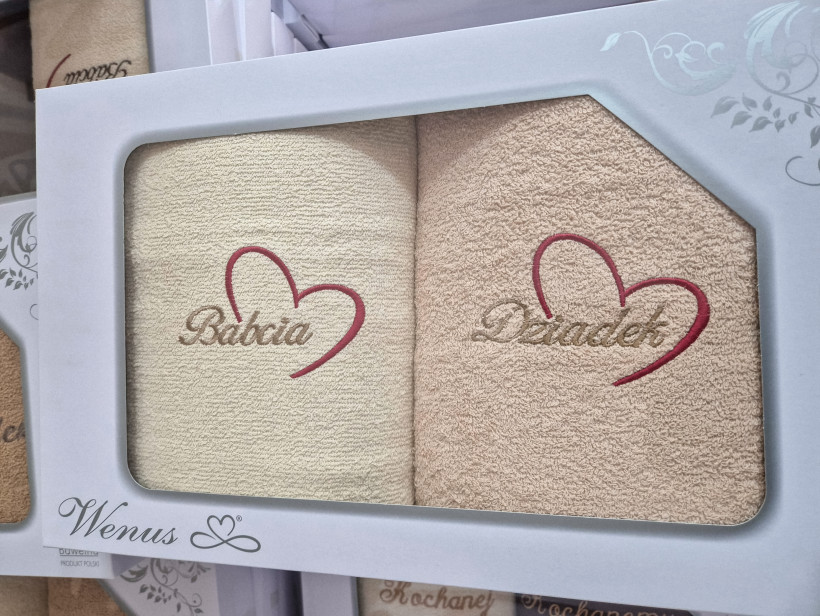 Zestaw prezentowy ręczniki - napis i serce