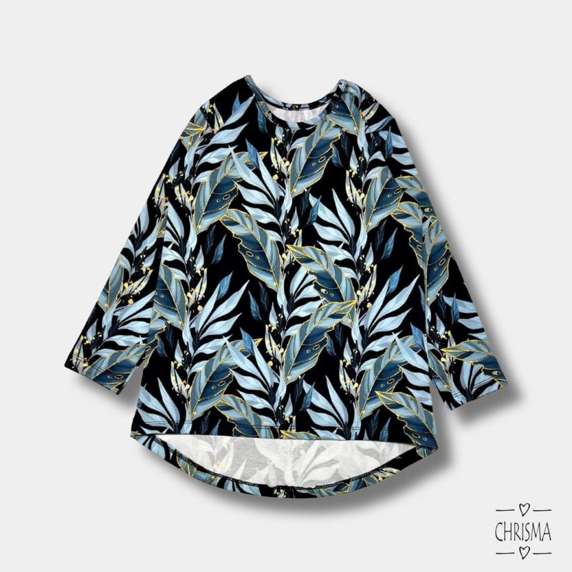 BLUZA CHRISMA NIEBIESKIE LIŚCIE