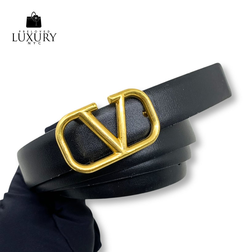 VALENTINO Belt V Logo Black Red 75-30 (F)