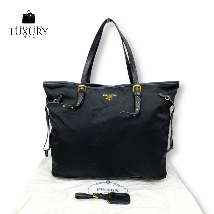 PRADA Black BR4997 Nylon Tote Shoulder Bag