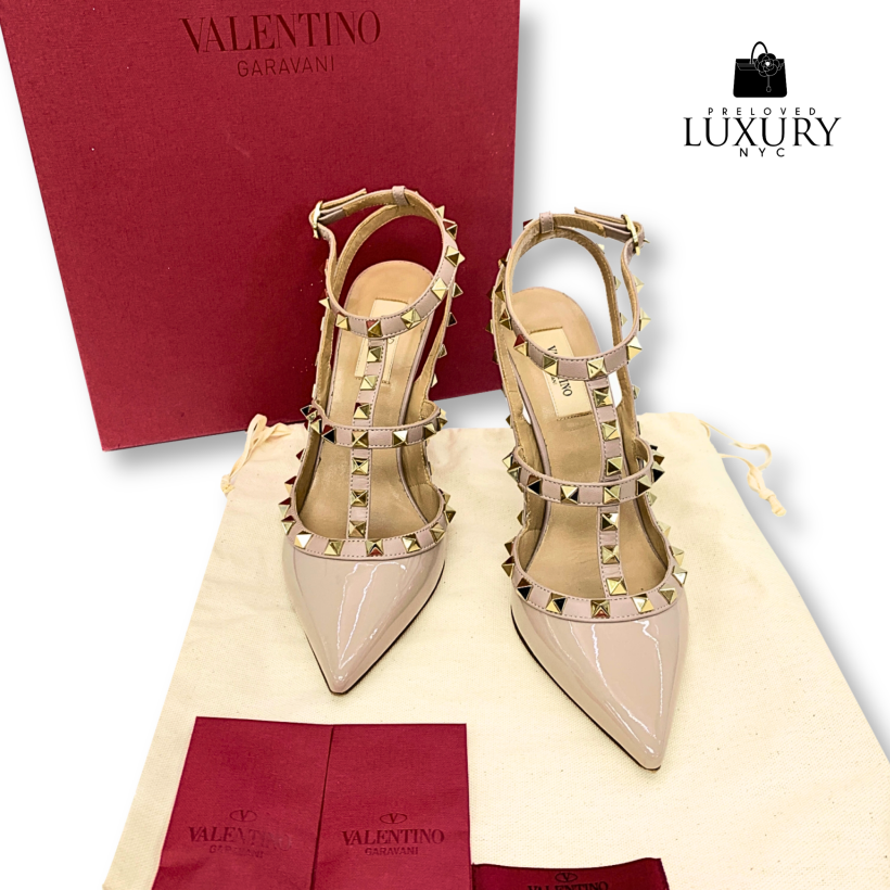 VALENTINO Pink Patent Rockstud Size 38.5