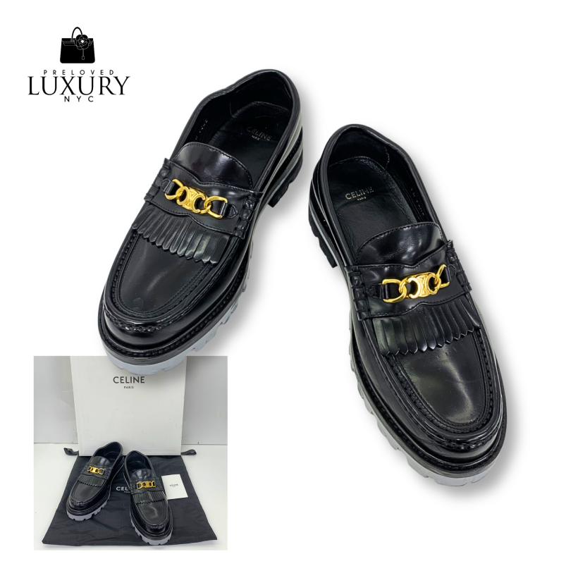 CELINE Black Shoes Loafer Black Size 39