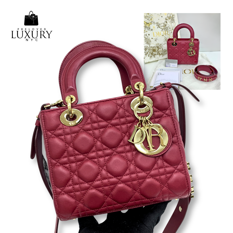 DIOR Red Lady ABC Small 2Way Cannage Lambskin Shoulder Bag