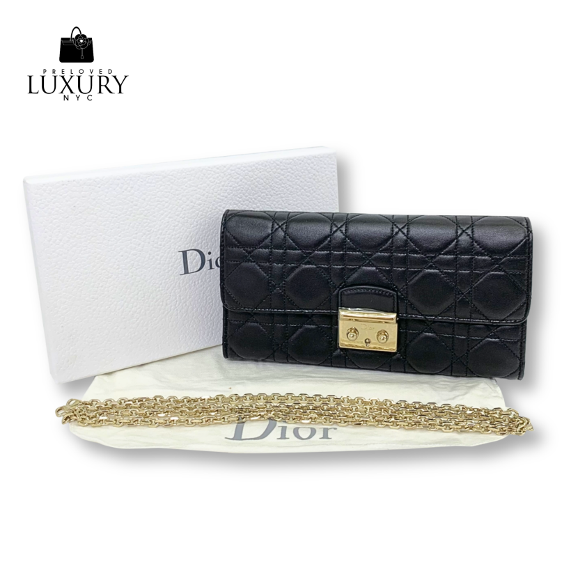 DIOR Bag Cannage Wallet On Chain GHW Black