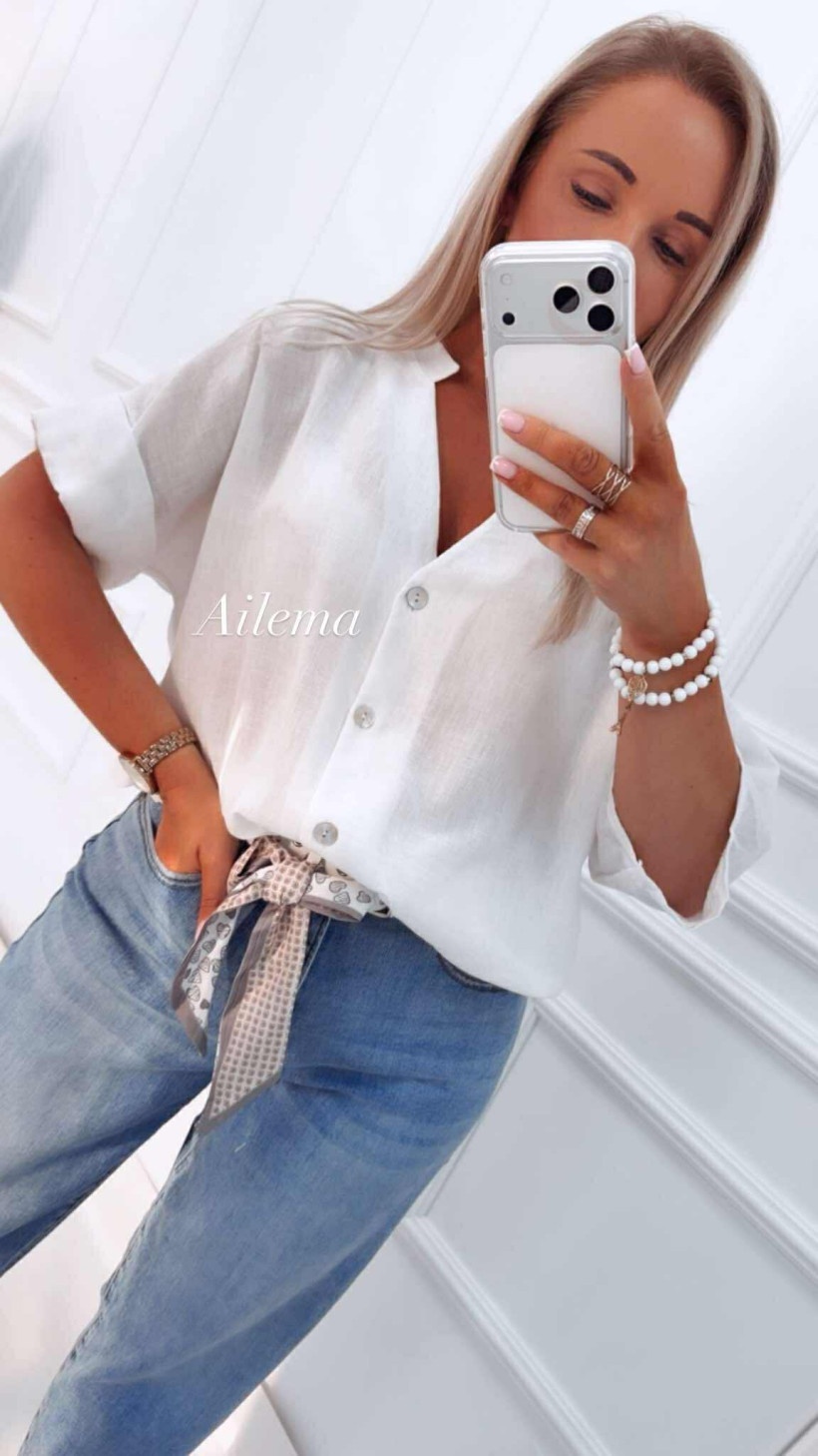 Bluzka 73 z krótkim rękawem i dekoltem V