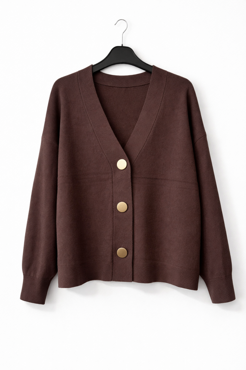 Sweter guziki czekolada 1579