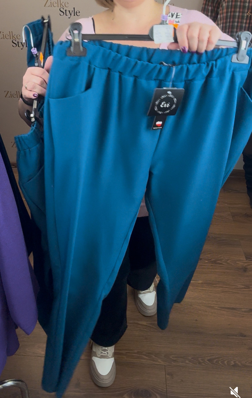 Spodnie na gumie zwężana nogawka, evi - 2 - 291 - morski