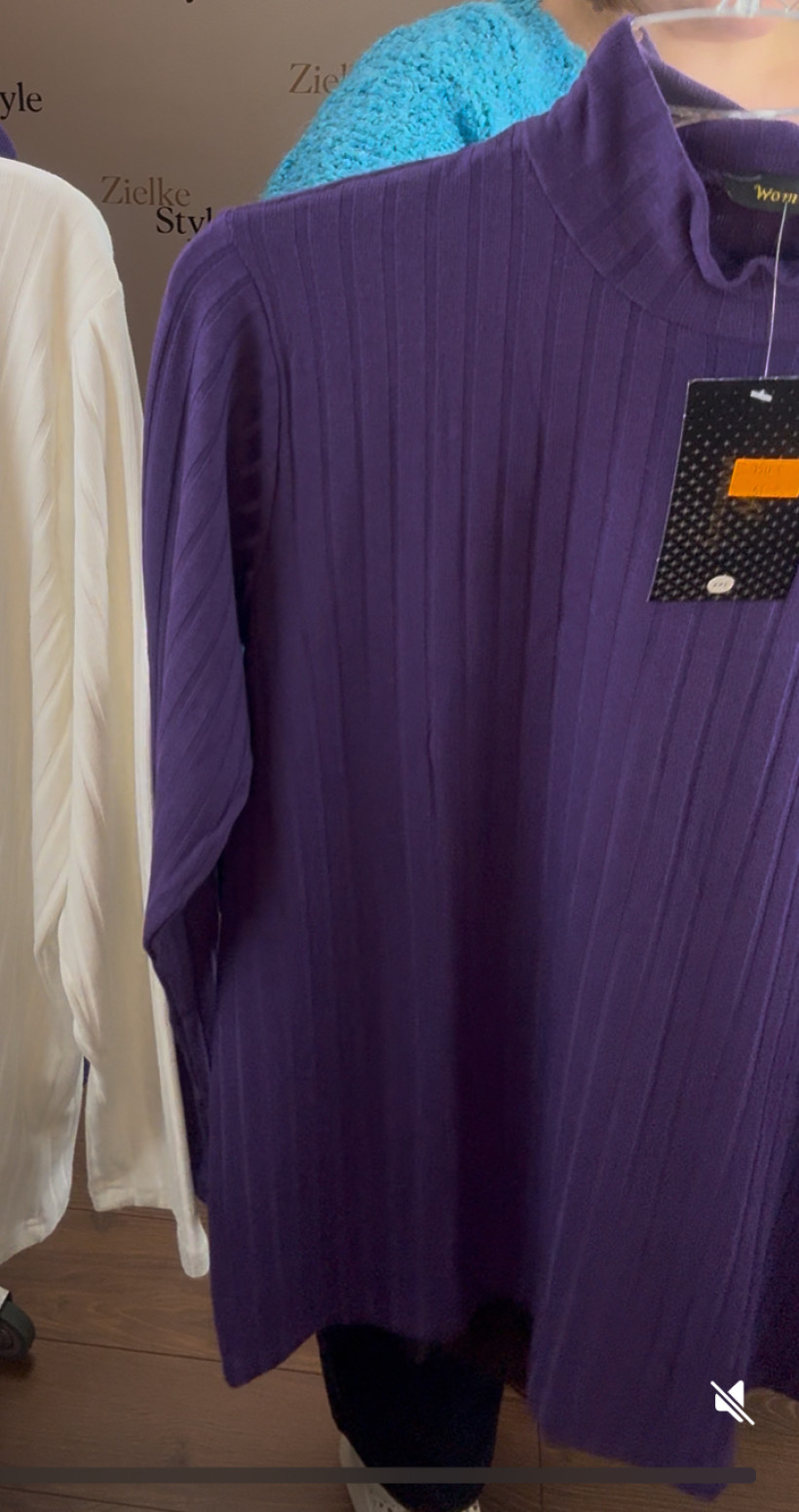 Półgolf szeroki prążek jednokolorowy - 4xl  - 5884 - fiolet