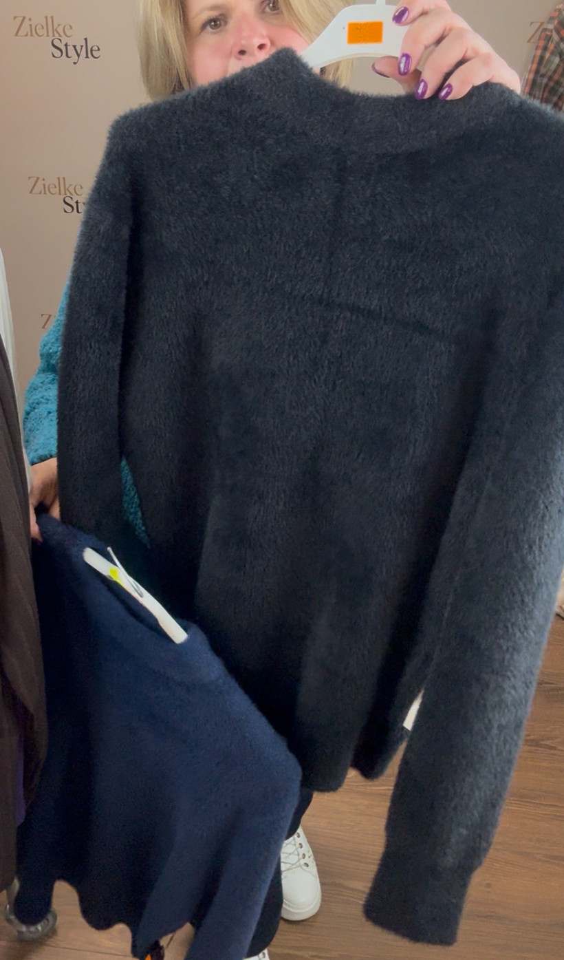 Sweter alpakowy jednokolorowy - xl/xxl - KINGA - 379 - czarny