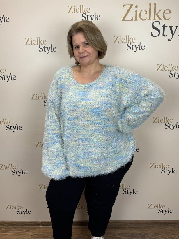 Sweter nietoperz multikolor, włochaty, mf - 13979 - pastelowy