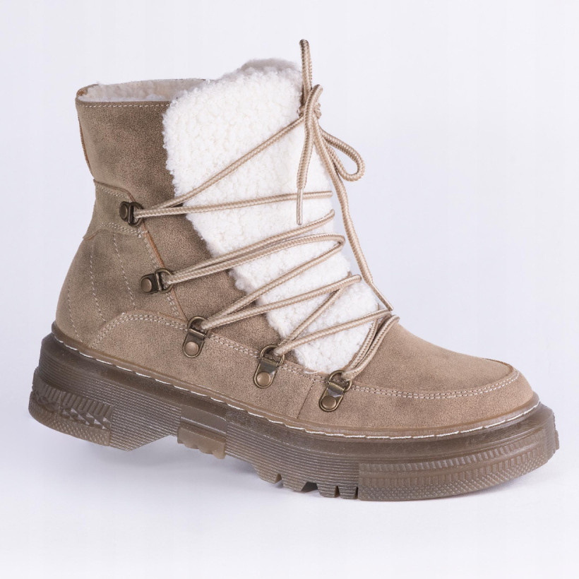 WYPRZEDAZ Botki trapery damskie ocieplane kożuszkiem GOODIN GD-TL-35