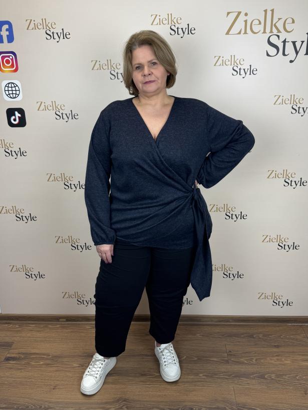 Bluzka zakładany dekold, przekładany bok, mf - 1 - 13970 - granat