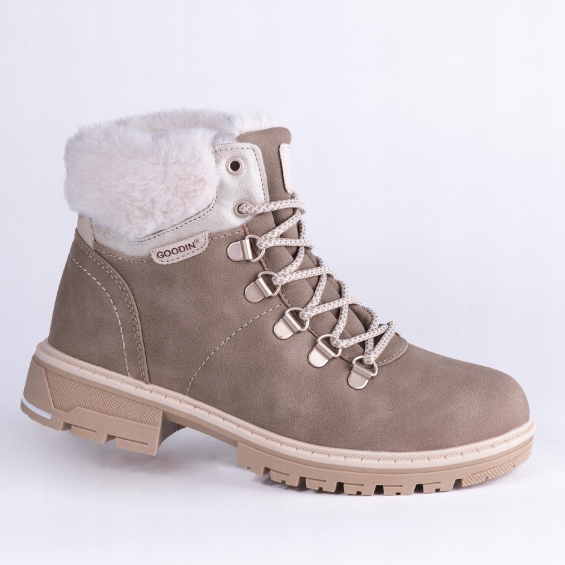 WYPRZEDAŻ Śniegowce botki damskie GOODIN GD-CC-38 trekking ocieplane futerko beż