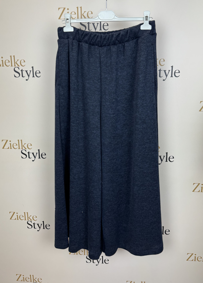 Spodnie na gumie szeroka nogawka, kuloty, mf - 1 - 13974 -  granat