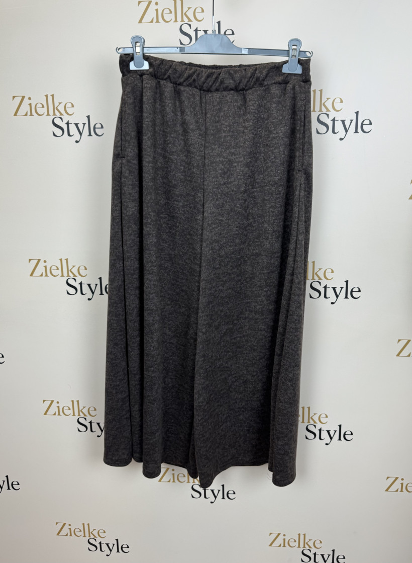 Spodnie na gumie szeroka nogawka, kuloty, mf - 2 - 13974 - czekolada