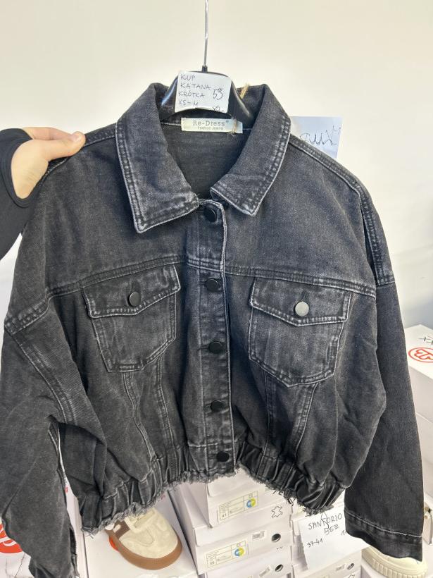 KATANA KRÓTKA - czarna krótka kurtka jeansowa bomberka re-dress C133-A, xs-m