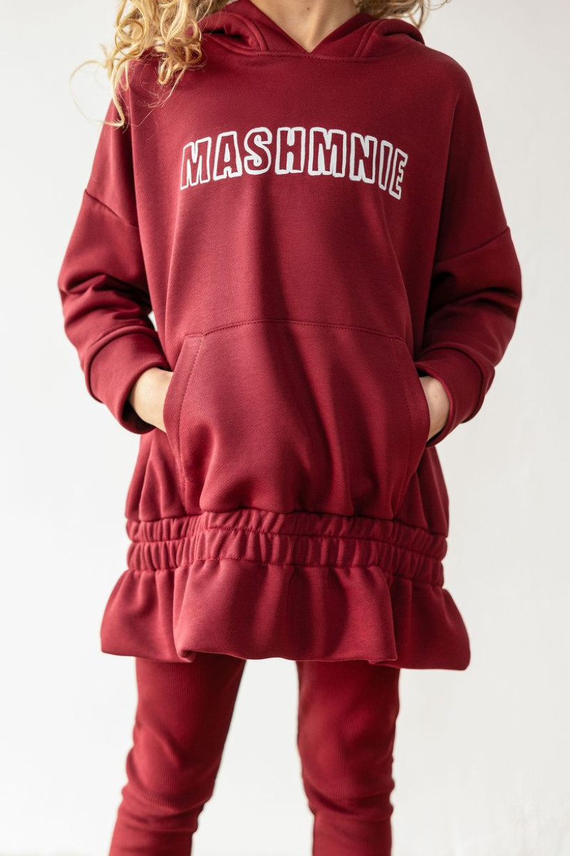 BLUZO-TUNIKA BORDO Z KAPTUREM MASH MNIE