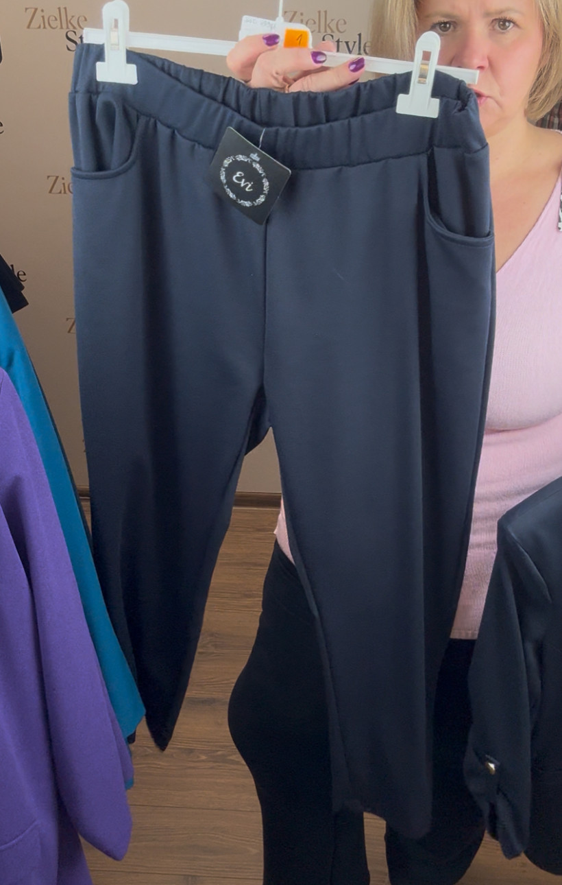 Spodnie na gumie zwężana nogawka, evi - 1 - 293  - granat