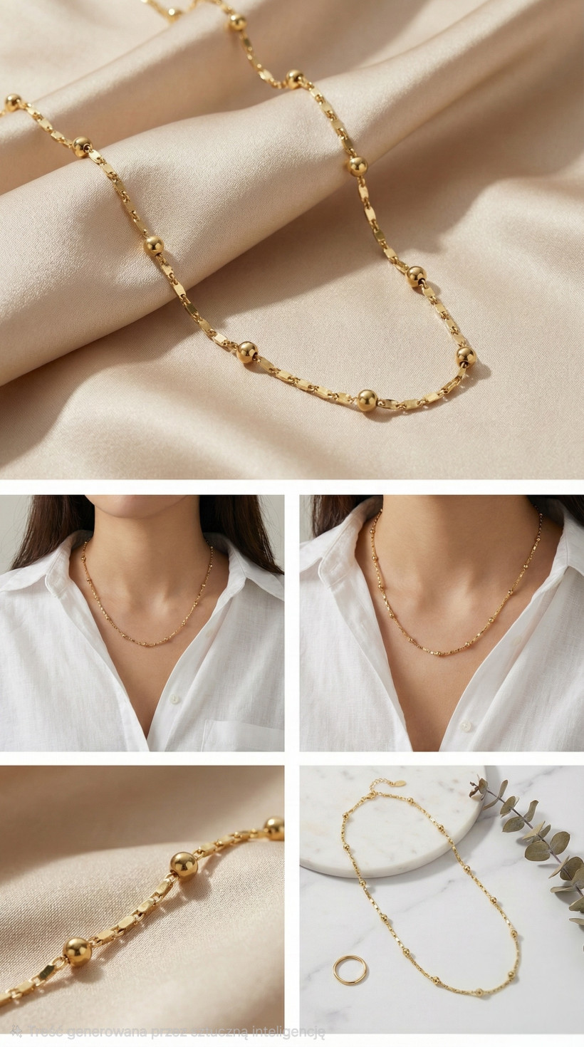 Naszyjnik typu Station z Kuleczkami – Stal Chirurgiczna